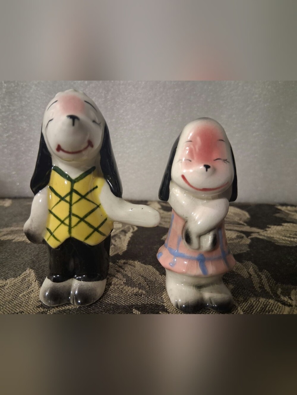 PY Japan Anthropomorphic Dogs Salt And Pepper Shakers RARE Vintage Novelty